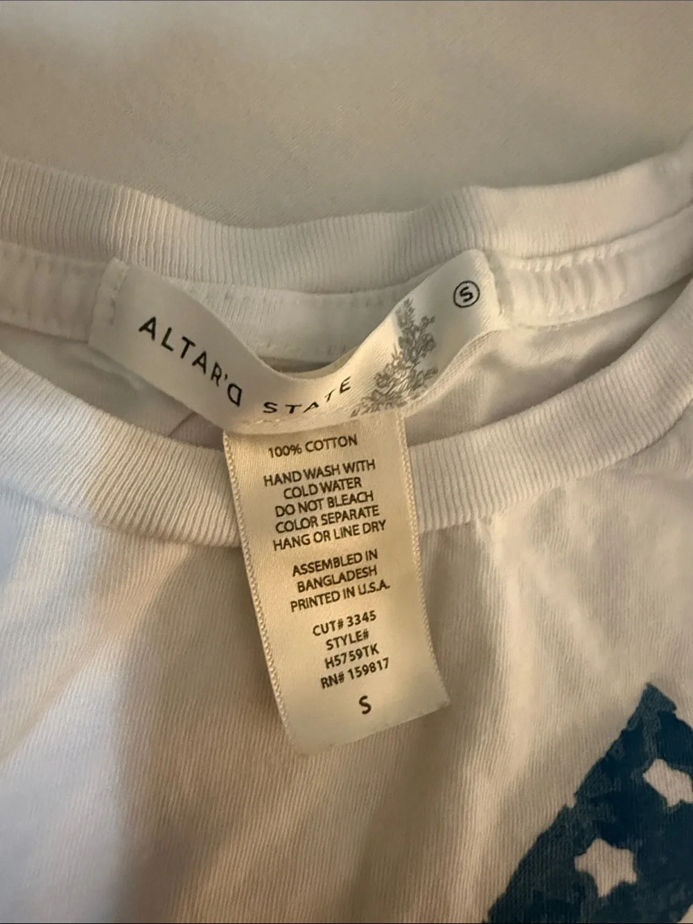 Altar'd State White Tee with Red & Blue Flag Bow